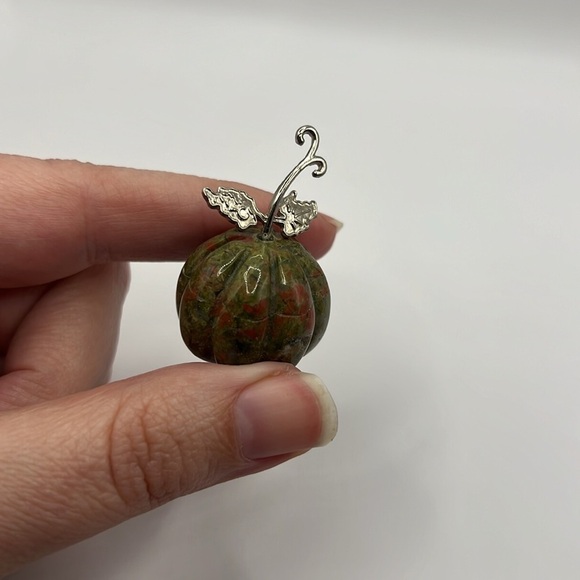 Unakite Jasper Polished Carved Pumpkin - Picture 5 of 6
